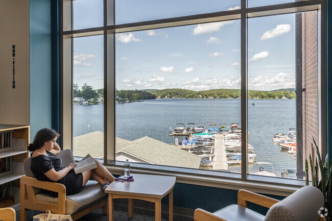 The Mahopac Library near Carmel is one of the few places where quiet reading rooms come with beautiful lake views.