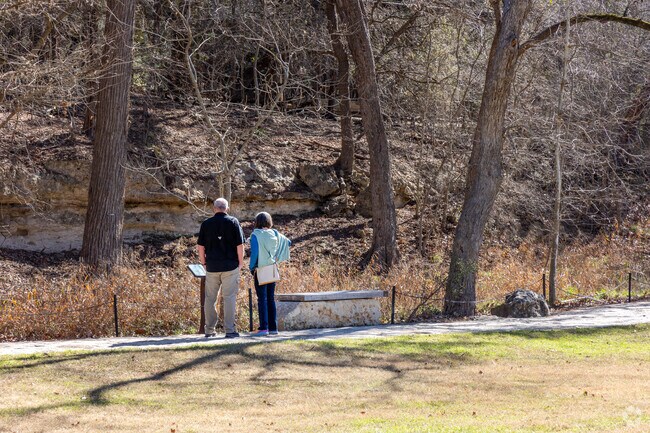 Read one of the many educational plaques around Blue Hole Regional Park to learn it's history.
