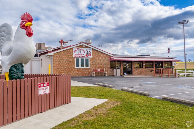 Dine inside or out under the pavilion at Kauffman's BBQ in Bethel.