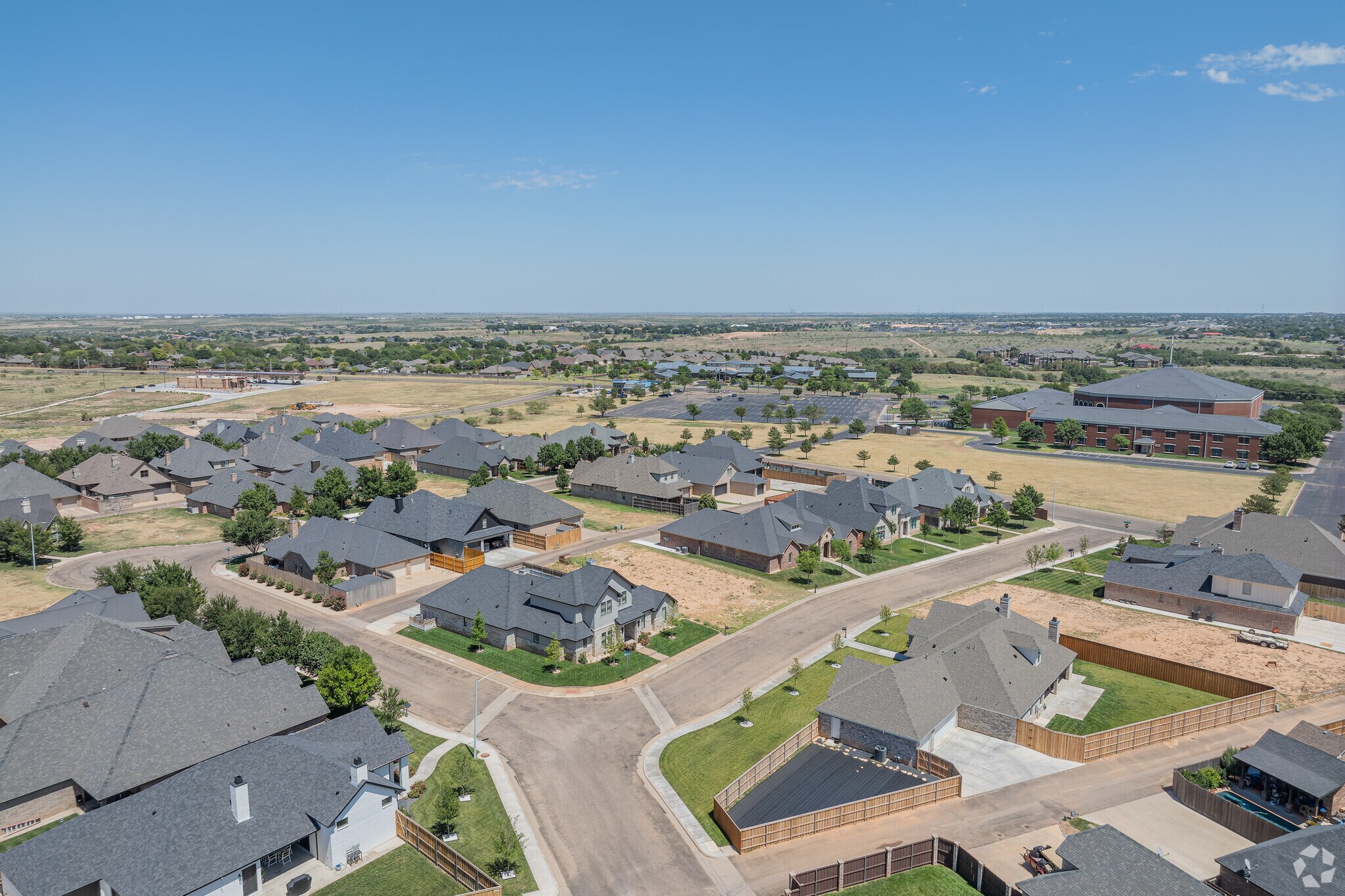 The lots of homes in the Plum Creek neighborhood are usually large and beautiful.