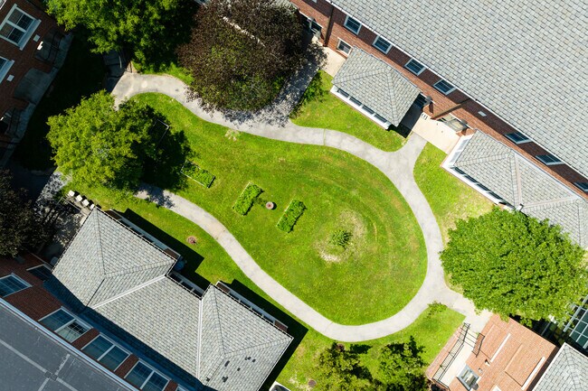 Beautiful courtyards are maintained at Hawthorne Elementary School.