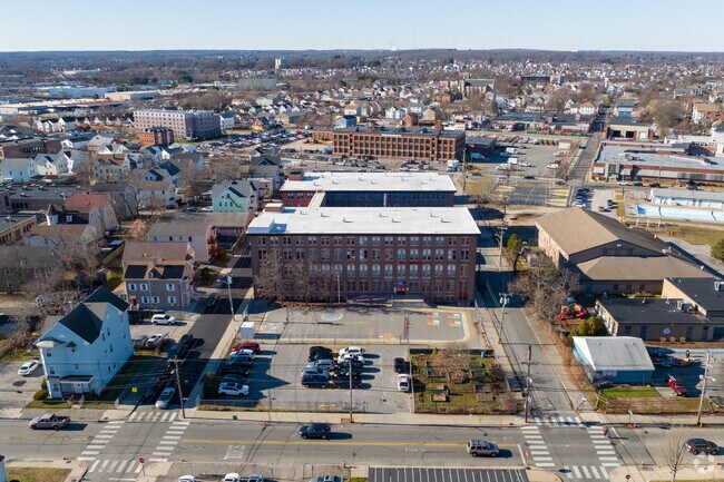 Aerial view at Achievement First Promesa Mayoral Academy Elementary in West End, Providence, RI.
