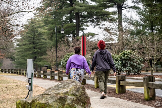 Ladies take a stroll in Forest Park in Springfield.