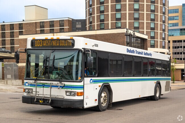 Minnesota's Duluth Transit Authority serves Downtown with many stops through to Superior.