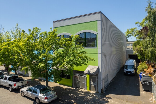 Rosemary Anderson High School drive way and shop door.