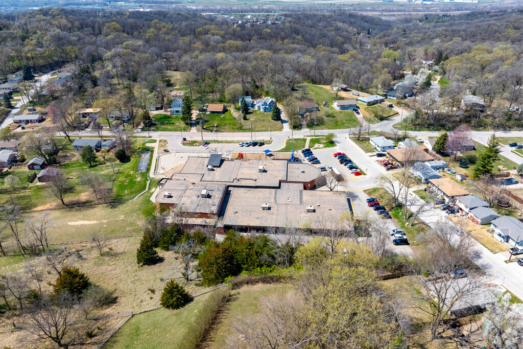 Lewis and Clark Elementary School is located among the hills of Council Bluffs.