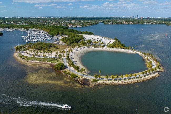 A view of the saltwater pool and marina in Gables Estates.
