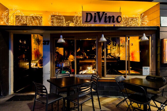 A moody evening makes for a cool setting at Osteria Divino in Sausalito.