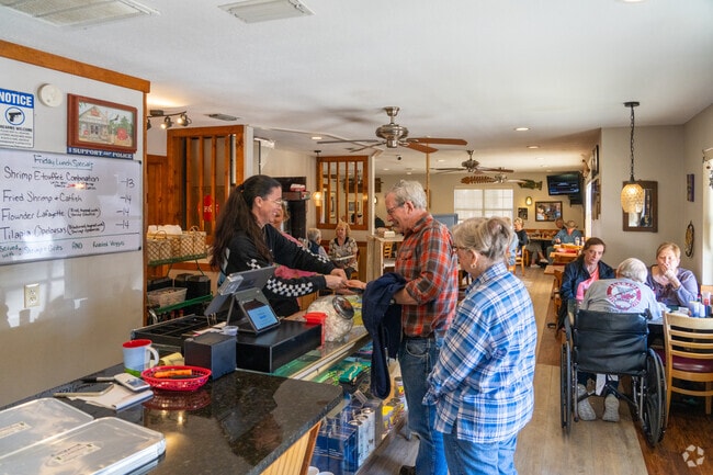Cafe Acadiana is one of the town's only sit-down restaurants, beloved for its seafood.