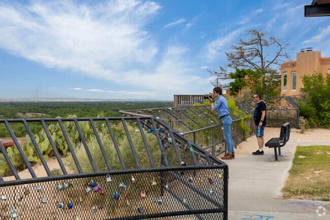 Tourists take pictures of the beautiful view of the city at West Bluff Park.
