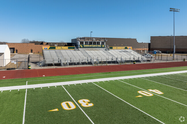 Modern stadium at Flat Rock Community High School.