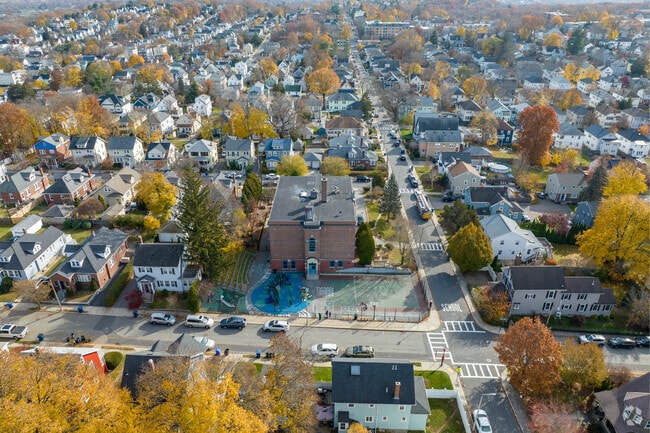 The Wolfgang Mozart Elementary School is border by homes in Roslindale.