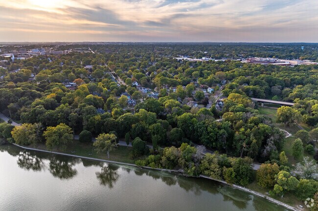 Peabody Park lies between the Fox River and downtown Appleton.