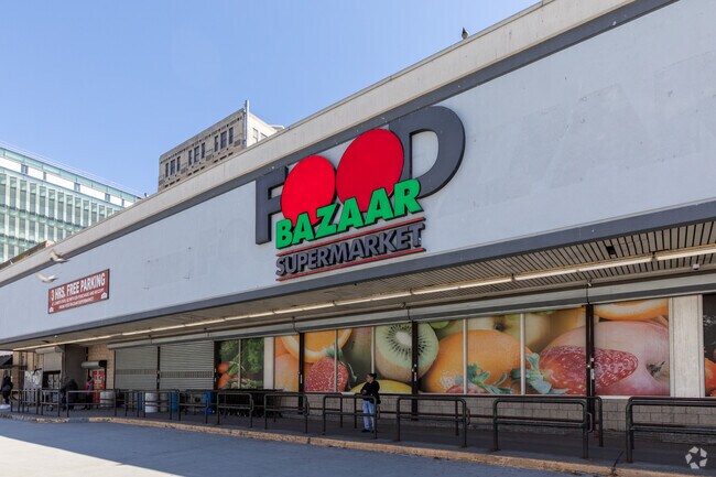 Locals shop for groceries at Food Bazaar