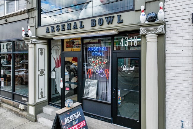 Arsenal Bowl is a local hotspot for residents to drink and enjoy a game of bowling.