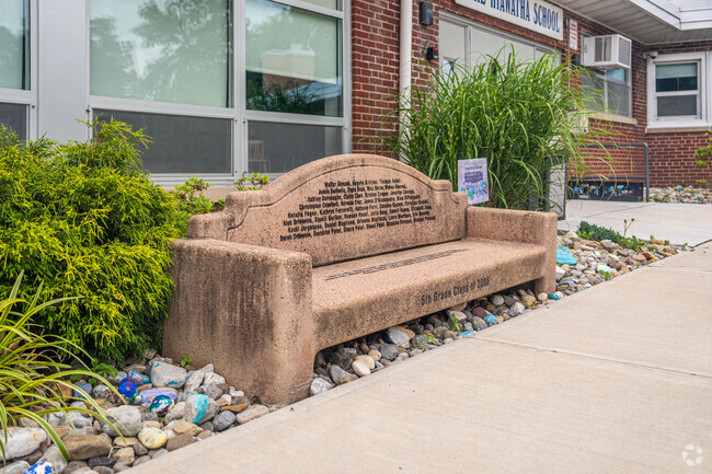 Decorative bench from 5th grade class of 2006 at Lake Hiawatha School.