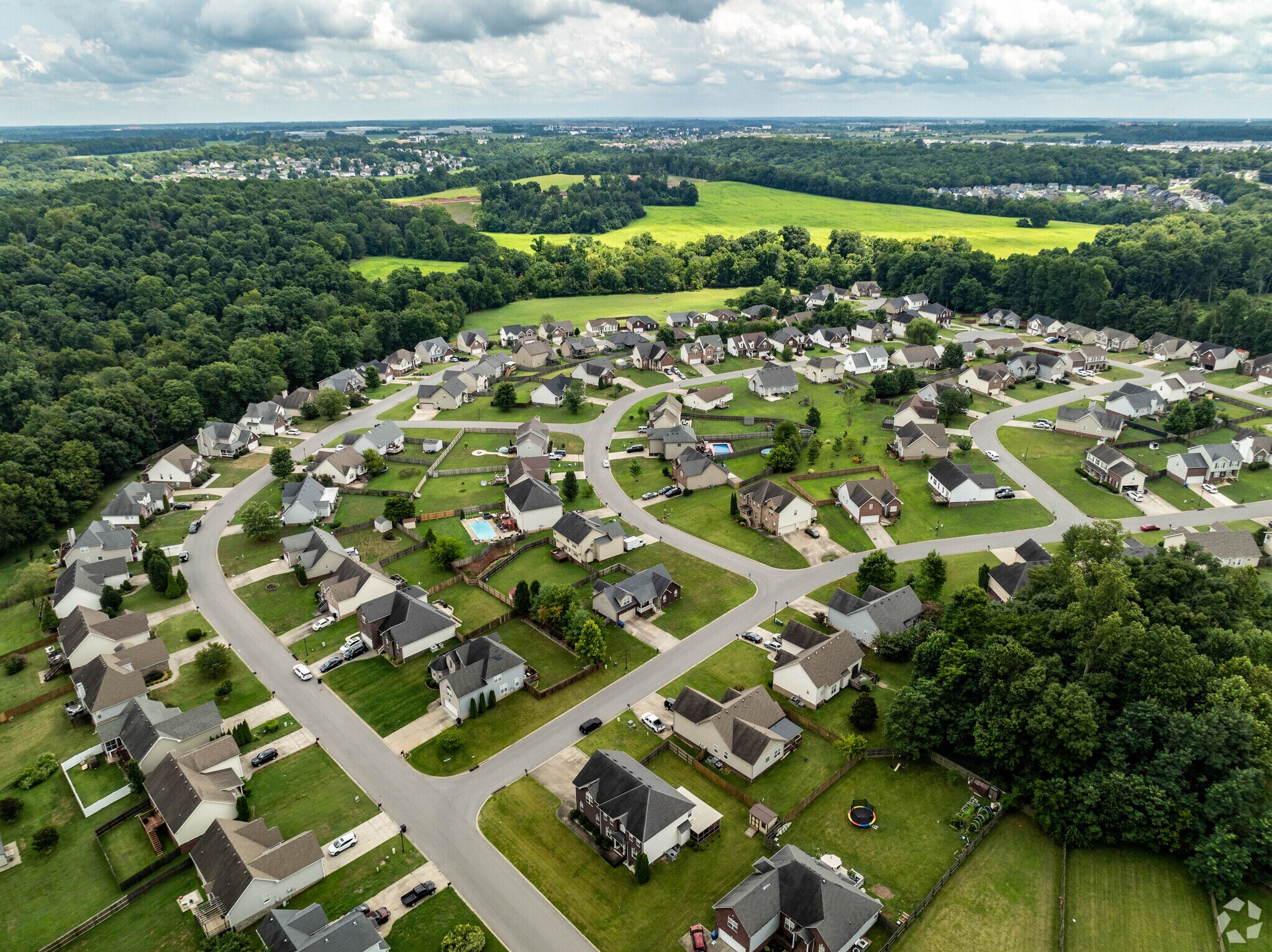 Creekview Village is surrounded by undeveloped land.