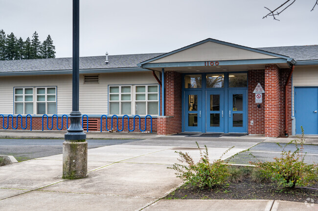Student entrance for Gause Elementary School.