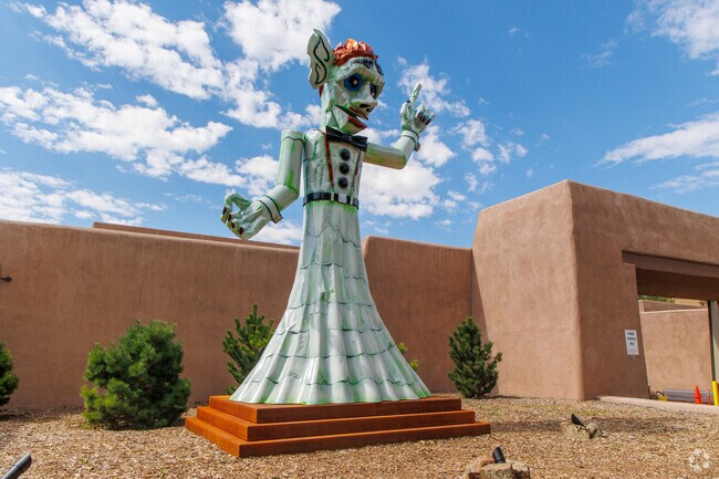 This statue depicting Zozobra celebrates its 100th year in Downtown Santa Fe outside of Las Campanas.
