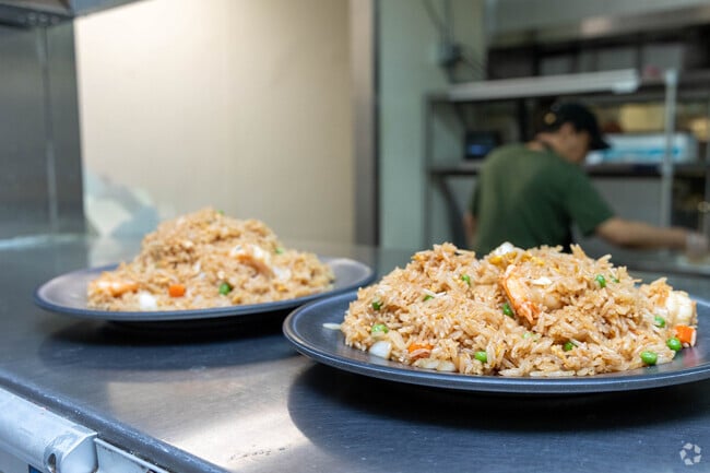 Yummy Crab near specializes in large seafood plates and pots.