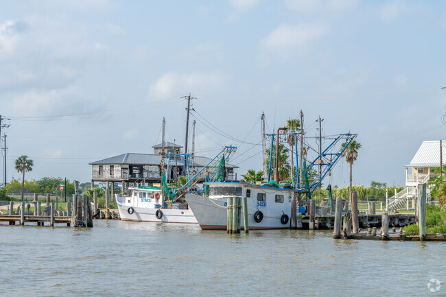 Fishing vessels are a common sight along the Kemah Boardwalk in Kemah, TX.
