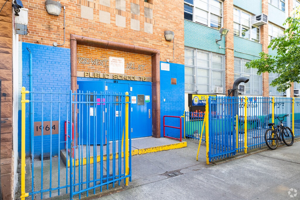 An array of colors greet students as they enter P.S. 76 A Phillip Randolph in Harlem, New York.