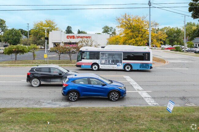 Lake Erie Transit runs buses to the major commercial shopping areas along Monroe Street.