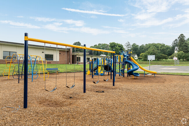 The swings are always a popular destination at Delta-Peach Bottom Elementary School.