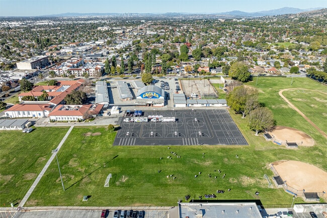 The athletic field and sports courts at East Whittier Middle School in Whittier