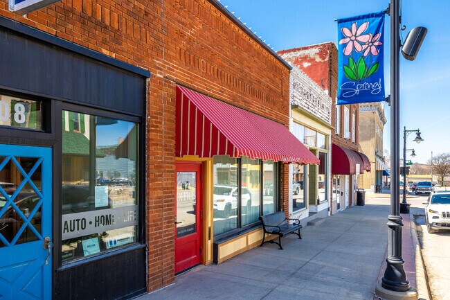 Shops, restaurants, and other local businesses line the thriving State Street in Guthrie Center.