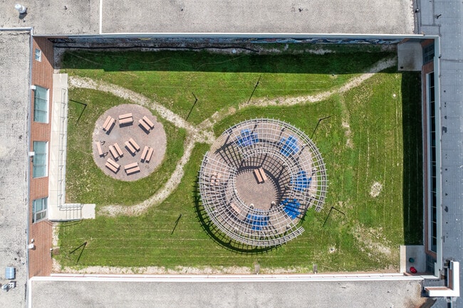 Students can enjoy the patio area at Lincoln Elementary School.