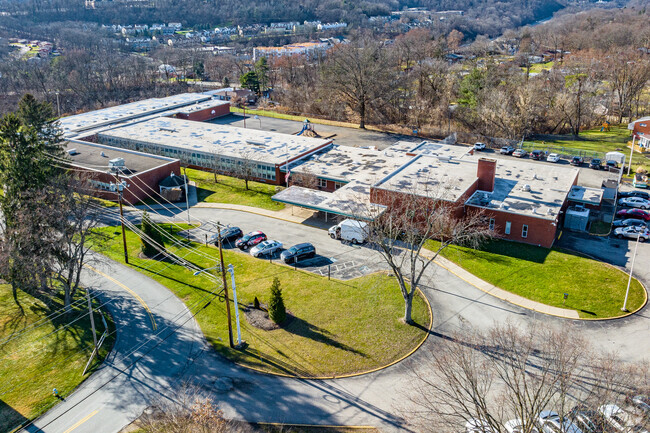 Evergreen Elementary School includes a looped road for managing traffic.