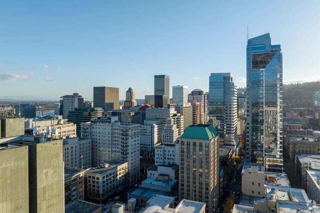 High-rise buildings form the iconic Downtown Portland skyline.