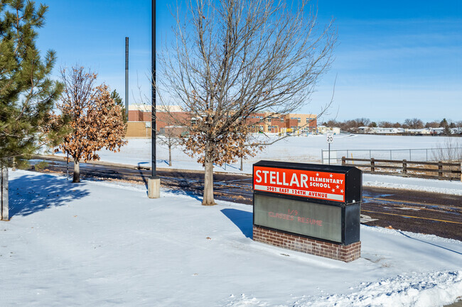 The school sign at Stellar Elementary School in Thornton, Colorado.