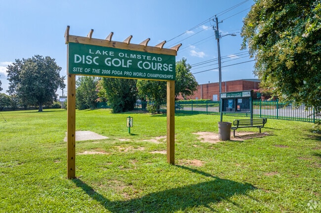 Enjoy a round of disc golf at the famous Lake Olmstead Disc Golf Cours in West End.