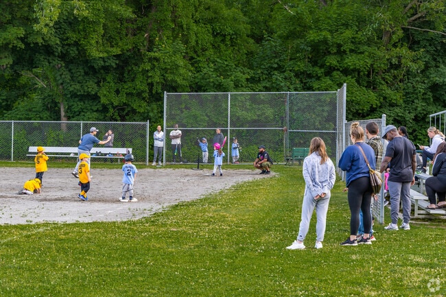 East Mountain Park near Wolcott features playgrounds, sports courts, and picnic areas.