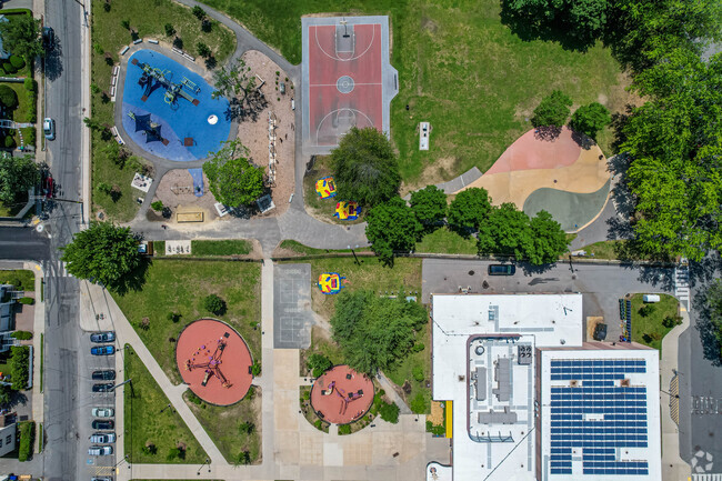 Thompson Elementary School playground overview in Arlington.