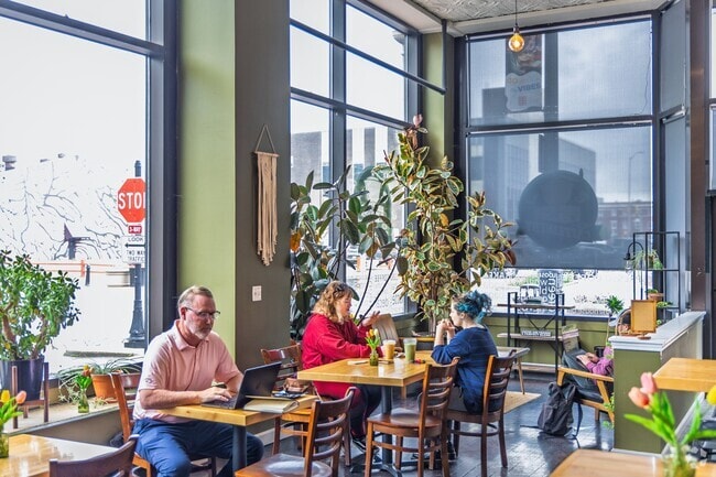 The Caffeinery in downtown Muncie has a bright and airy atmosphere.