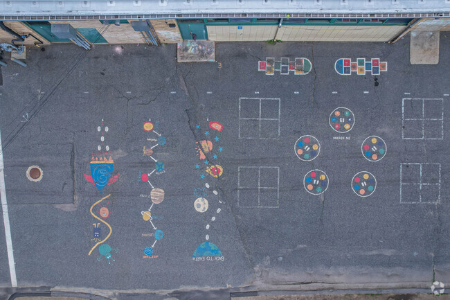 Henry E Warren Elementary School chalk art in Framingham.