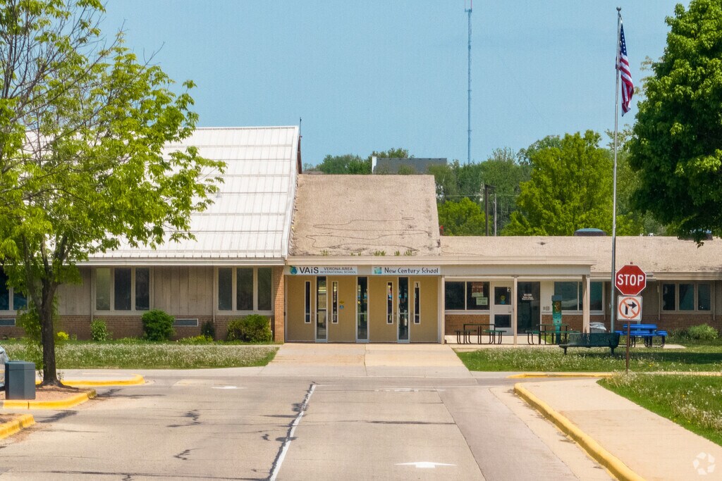 The main entrance for New Century Charter School in Outer Verona.