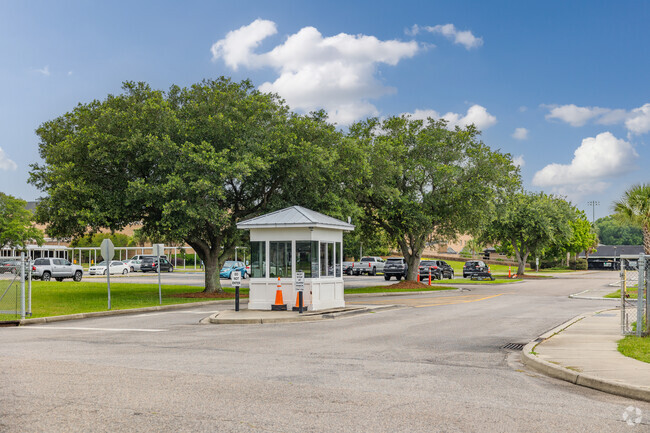 The front security gate regulates entry into Socastee High School in Socastee.