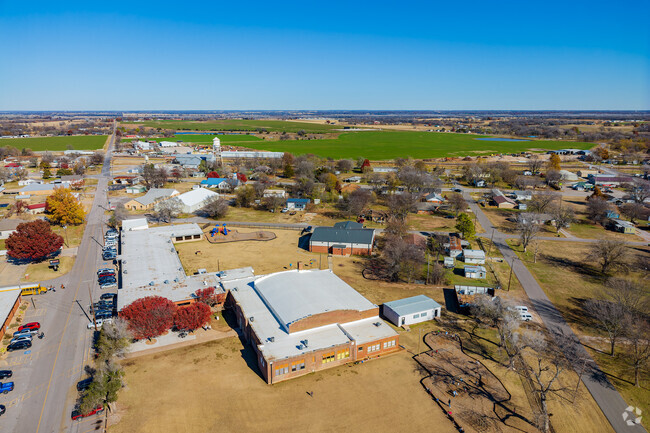 A sunny aerial view beautifully showcases Wayne Middle School