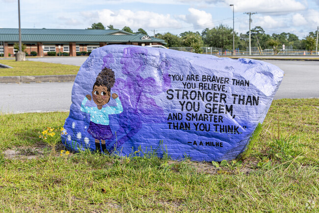 The spirit rock at Havelock Elementary School provides positive messages to students.