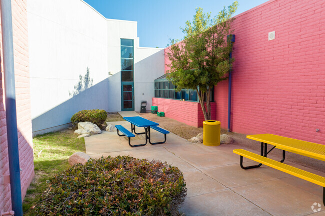 Stuents can enjoy colorful outdoor spaces at C. E. Rose K-8 school