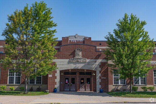 South River Elementary School front entrance in Harrison Township.