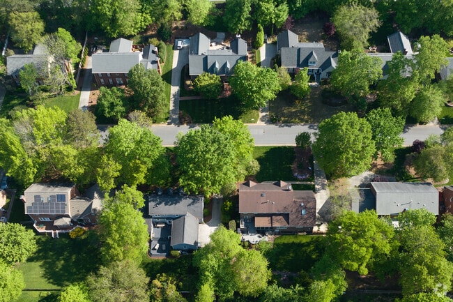 Starmount Forest. Drone shot. Houses in Wedgewood Pl