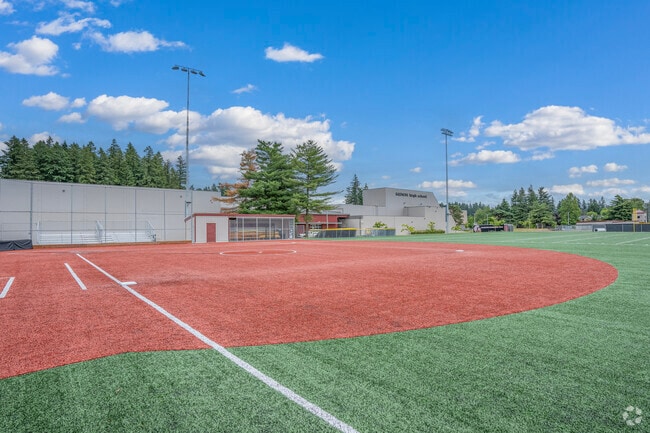 Immaculate baseball fields at Glencoe High School in Hillsboro, Oregon.
