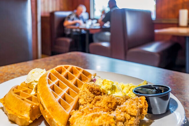 Huckleberry's serves the best Chicken and Waffles in Foothill Junction.