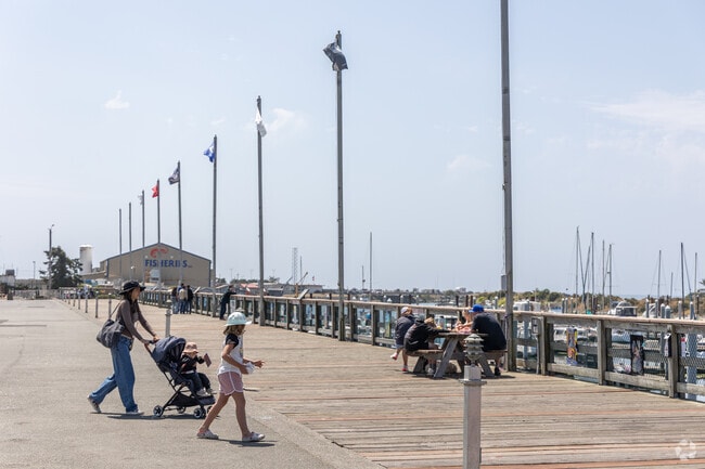 The Port of Brookings offers a boardwalk where the Rogue River meets the pacific ocean.