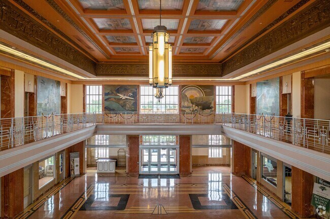 New Orleans Lakefront Airport is adorned in art deco architecture from 1934 near Plum Orchard.